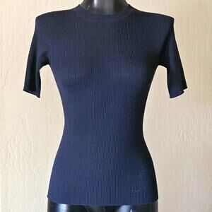 Louis Vuitton Dark Navy Blue Short Sleeve Sweater Sz. XS